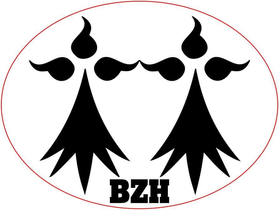 Autocollant Breton Visage Hermines Noires - Autocollant BZH