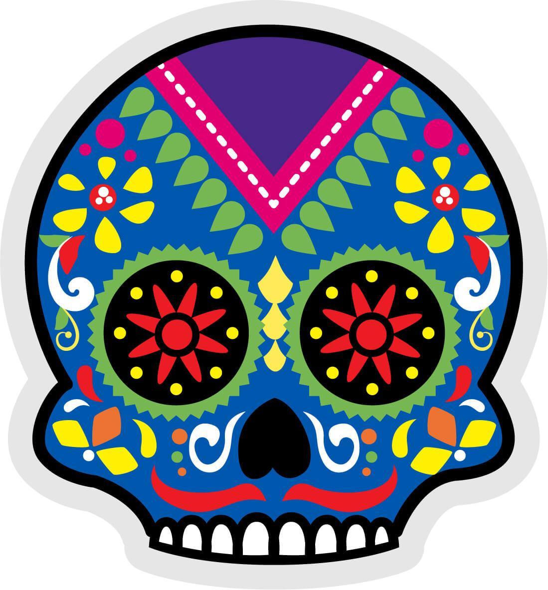 Autocollant Calavera dia de los muertos Bleu - Autocollant BZH