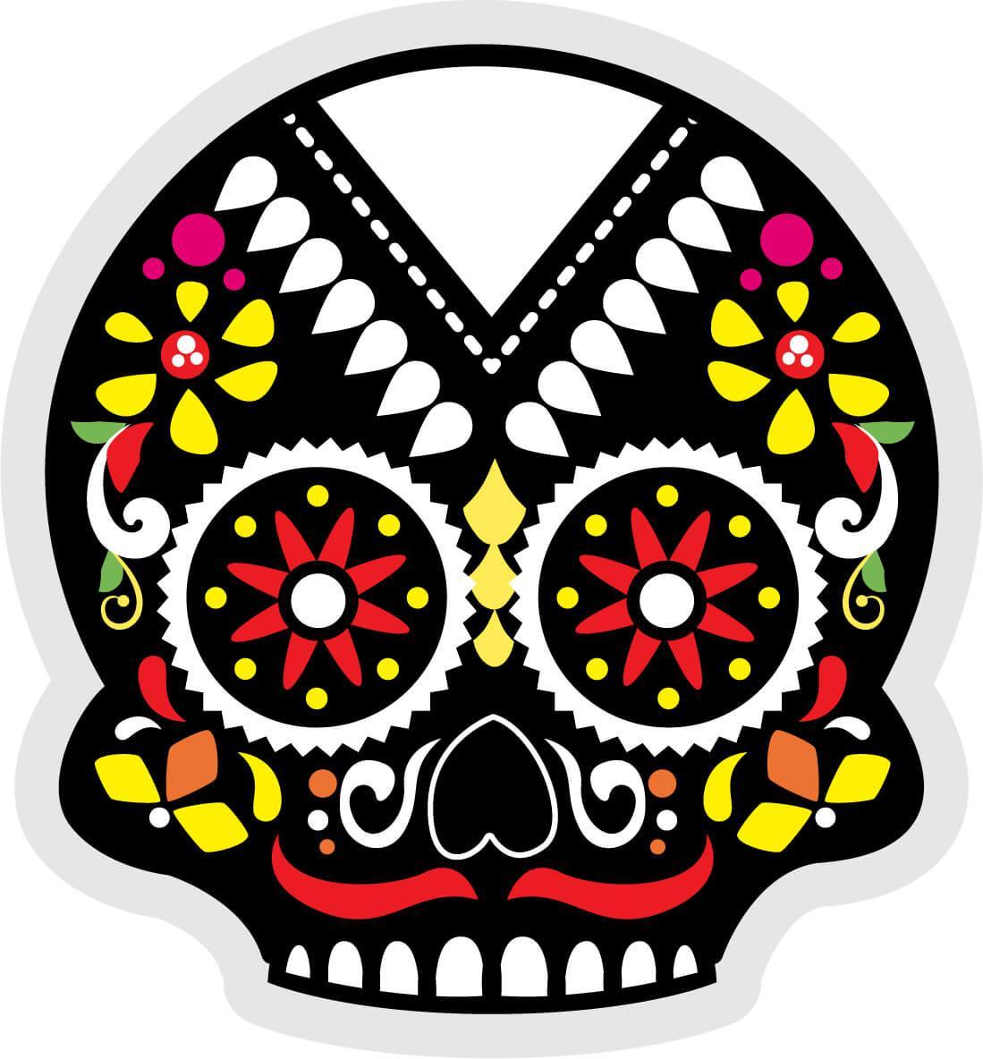 Autocollant Calavera dia de los muertos Noir - Autocollant BZH