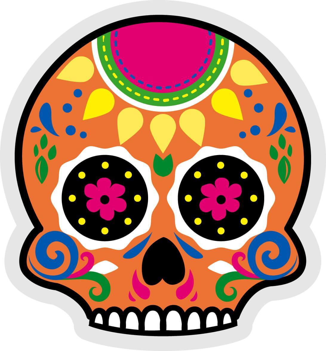Autocollant Calavera dia de los muertos Orange - Autocollant BZH