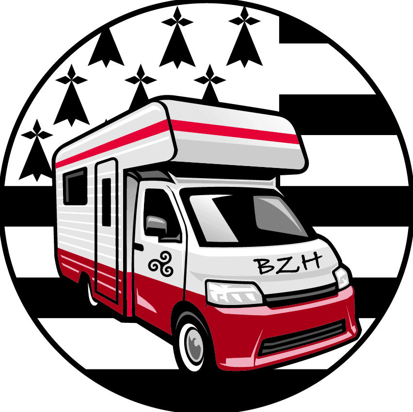 Autocollant Camping Car Drapeau Breton, diamètre 15 cm, fabriqué en Bretagne - Autocollant BZH
