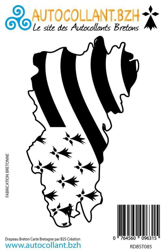 Autocollant Carte de Bretagne Drapeau Breton - Autocollant BZH