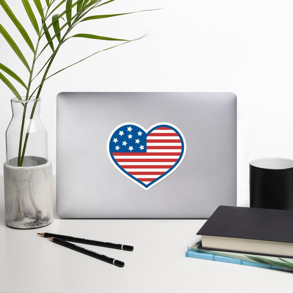 Autocollant Coeur Drapeau Américain - Autocollant BZH