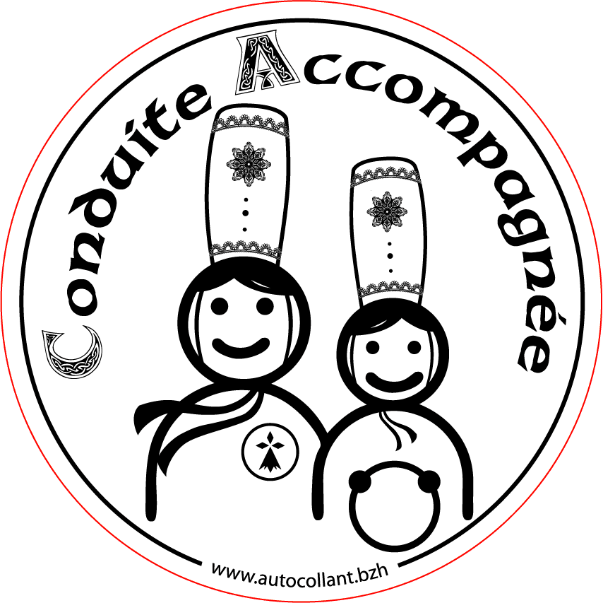 Autocollant Conduite Accompagnée Bigoudènes, pour les jeunes Bretonnes - Autocollant BZH
