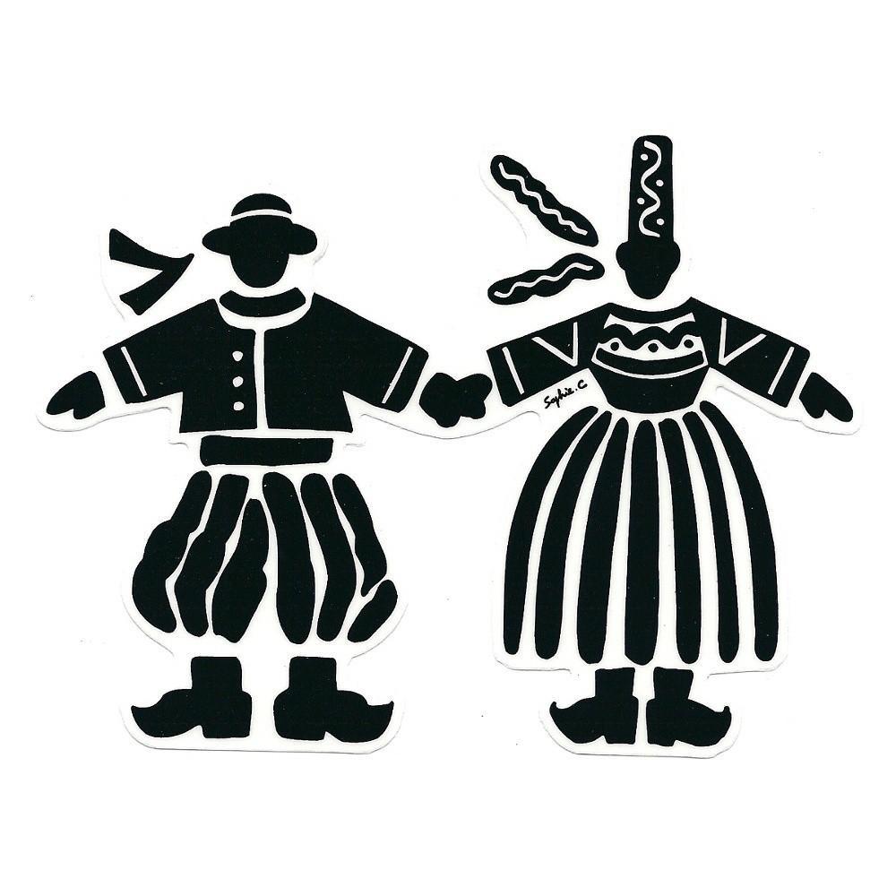 Autocollant Couple Bigouden pour surface claire - Autocollant BZH