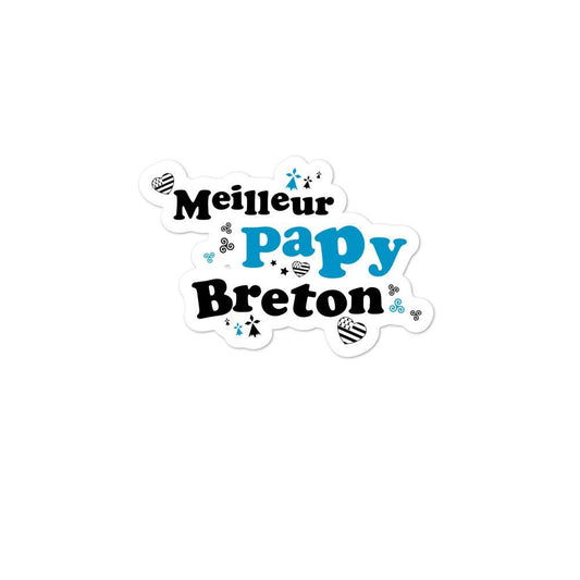 Autocollant découpé Meilleur Papy Breton - Autocollant BZH