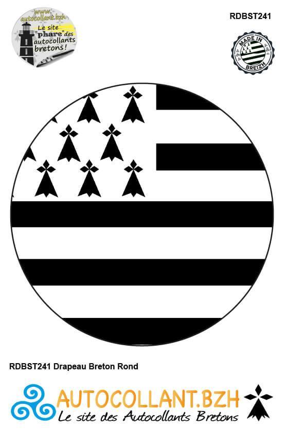 Autocollant Drapeau Breton Rond - Autocollant BZH