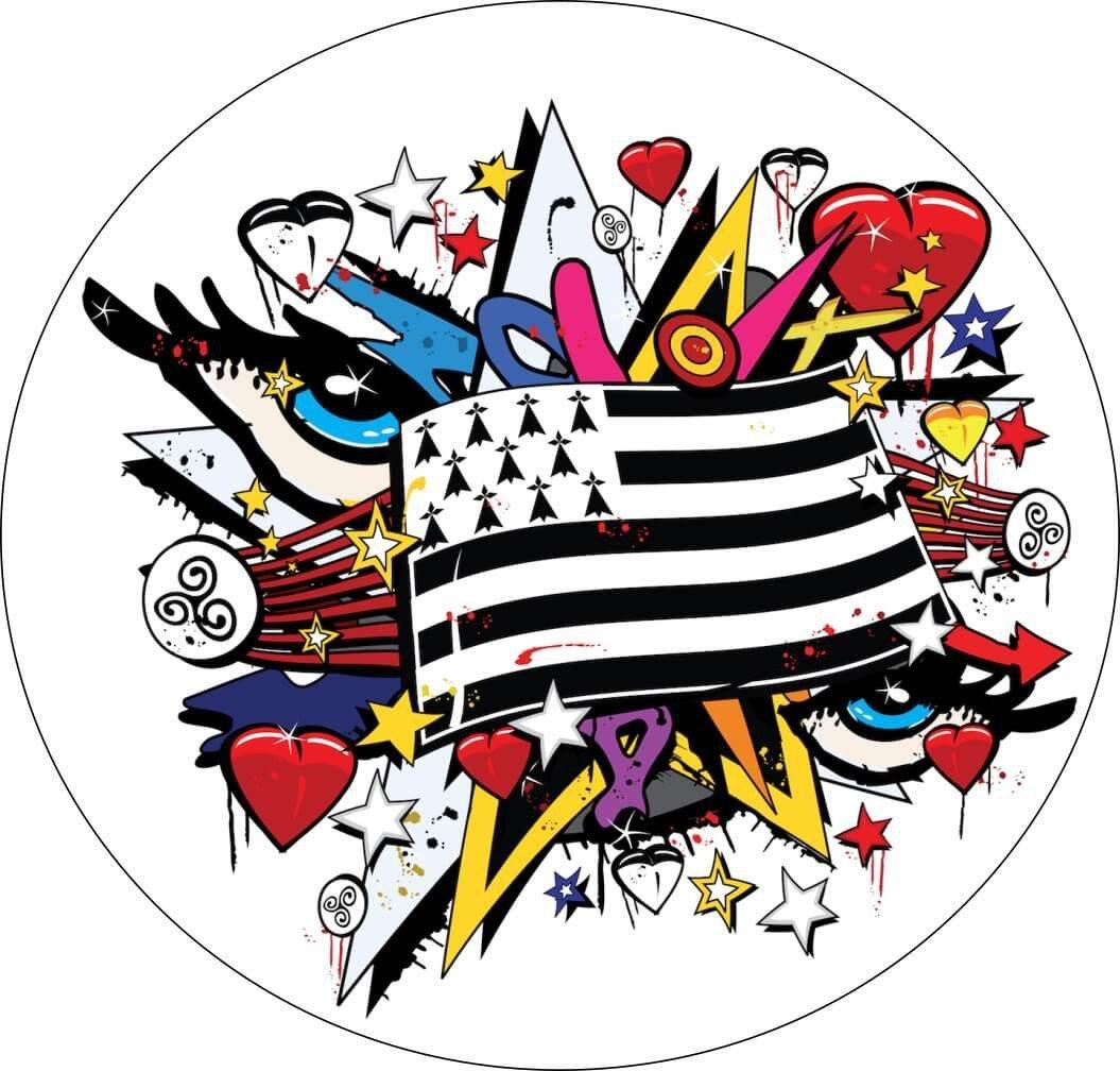 Autocollant drapeau breton Street Art - Autocollant BZH
