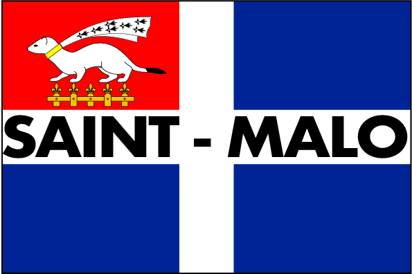 Autocollant Drapeau Saint-Malo, fabriqué en Bretagne, dimension 12 cm x 6,6 cm - Autocollant BZH