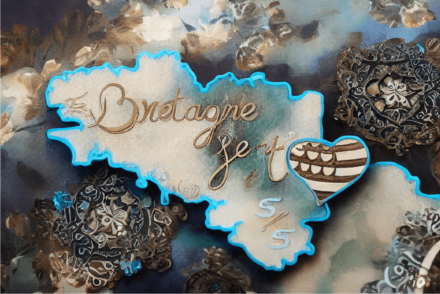 Autocollant en couleurs Bretagne je t'aime 5/5 - Autocollant BZH