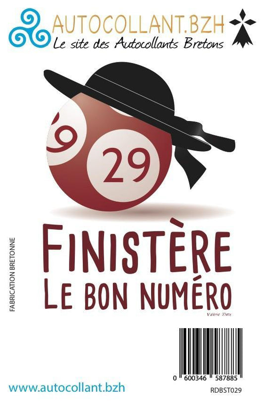 Autocollant Finistère le Bon N° - Autocollant BZH