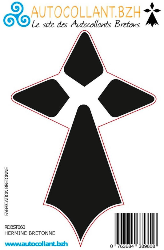 Autocollant Hermine Noire (Prédécoupée) - Autocollant BZH