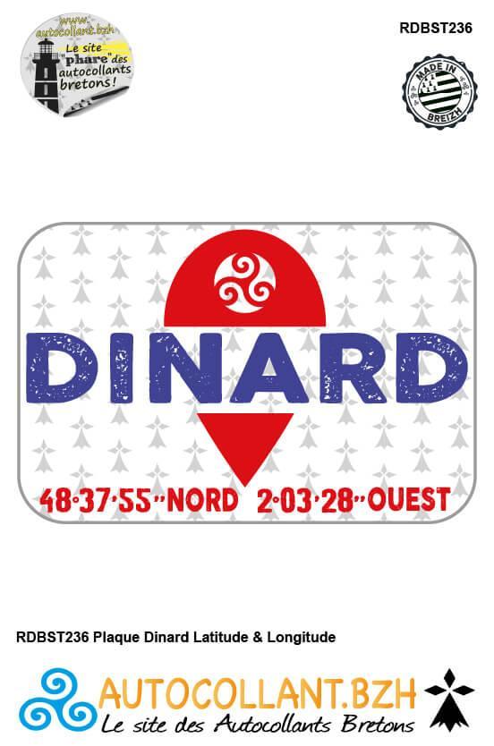 Autocollant Hermines Dinard Latitude & Longitude - Autocollant BZH