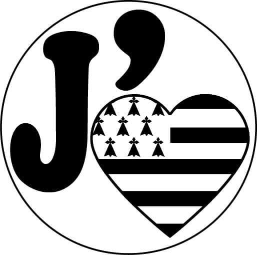Autocollant J'aime Coeur Drapeau Breton - Autocollant BZH