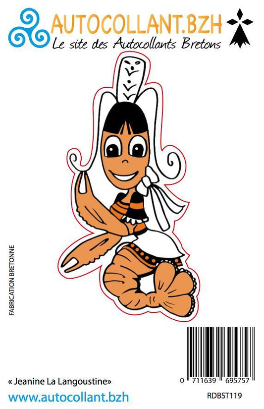 Autocollant Jeanine Langoustine Bigoudène - Autocollant BZH