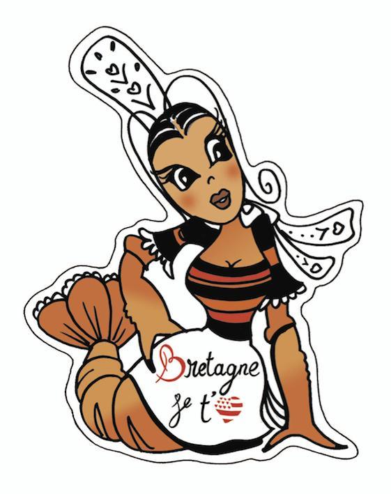 Autocollant Langoustine Bigoudène Bretagne je t'Aime - Autocollant BZH