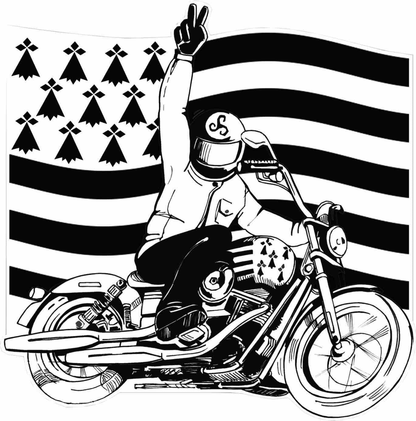Autocollant Motard Drapeau Breton - Autocollant BZH