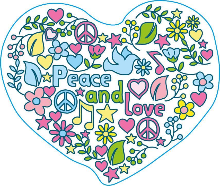 Autocollant Peace And Love Cœur - Autocollant BZH