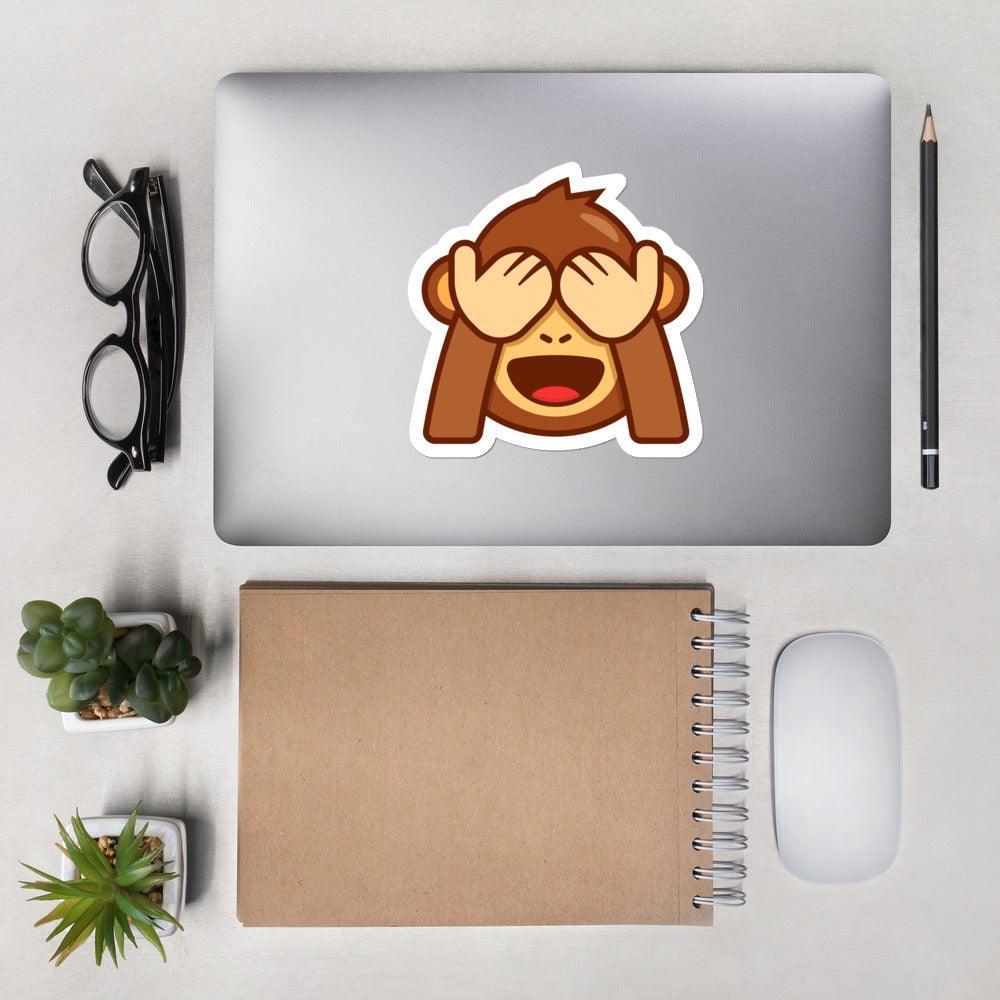 Autocollant Petit Singe Yeux Cachés - Autocollant BZH