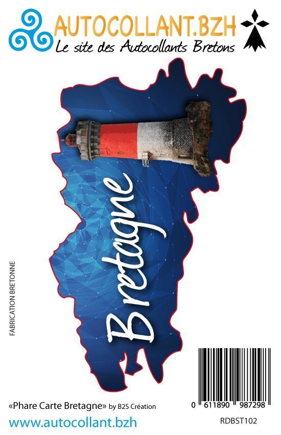 Autocollant Phare Carte de Bretagne - Autocollant BZH