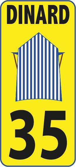 Autocollant Plaque Dinard Cabine de plage - Autocollant BZH