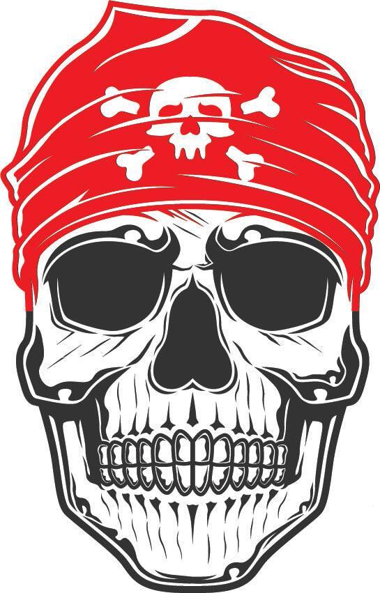 Autocollant Tête de Mort Bandana Rouge - Autocollant BZH