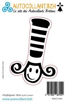Autocollant TinyBigoud Noir - Autocollant BZH