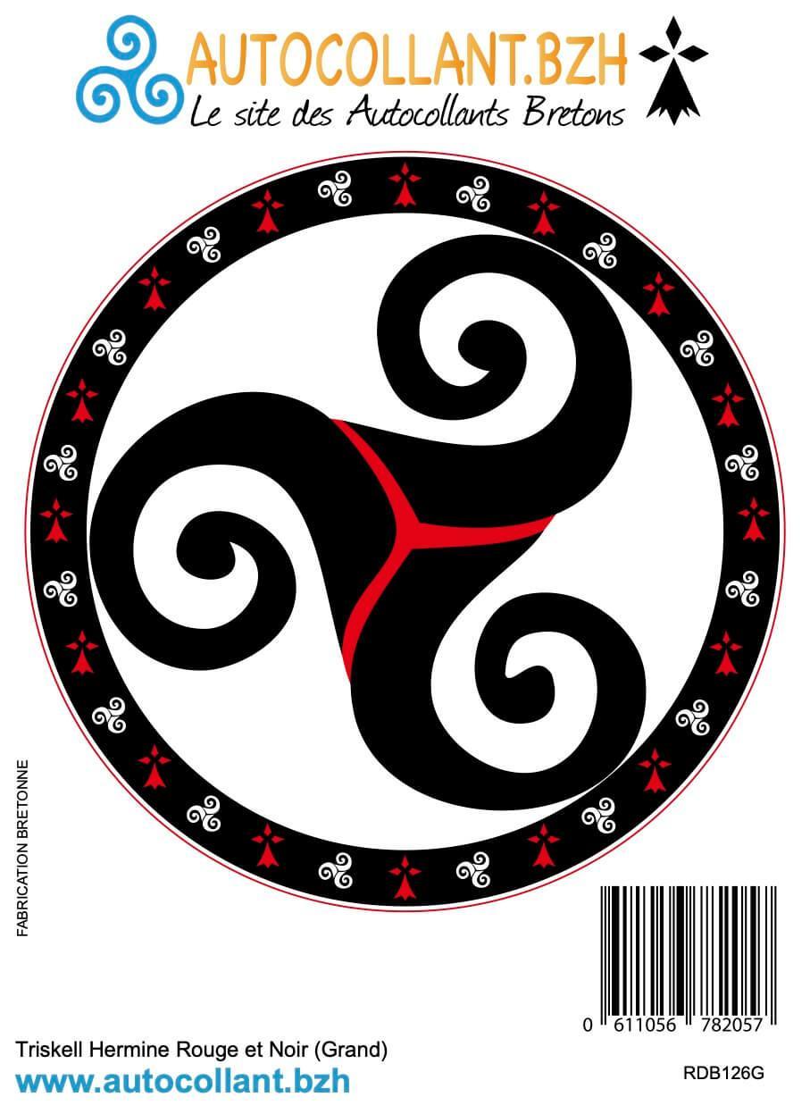 Autocollant Triskell Hermine Rouge et Noir (2 tailles) - Autocollant BZH