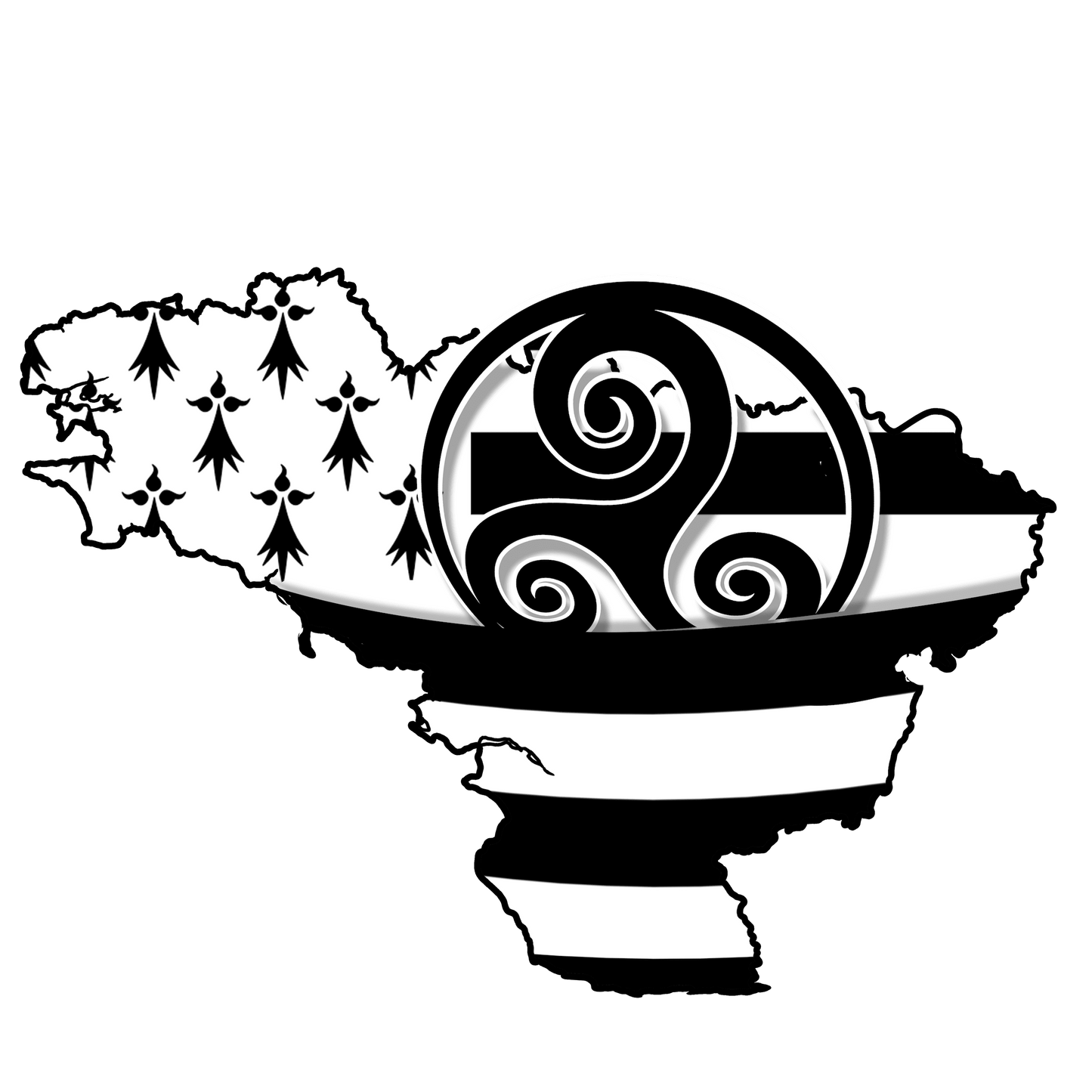 Autocollant Triskell Poche Carte de Bretagne - Autocollant BZH