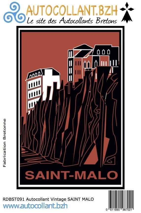 Autocollant Vintage SAINT MALO - Autocollant BZH