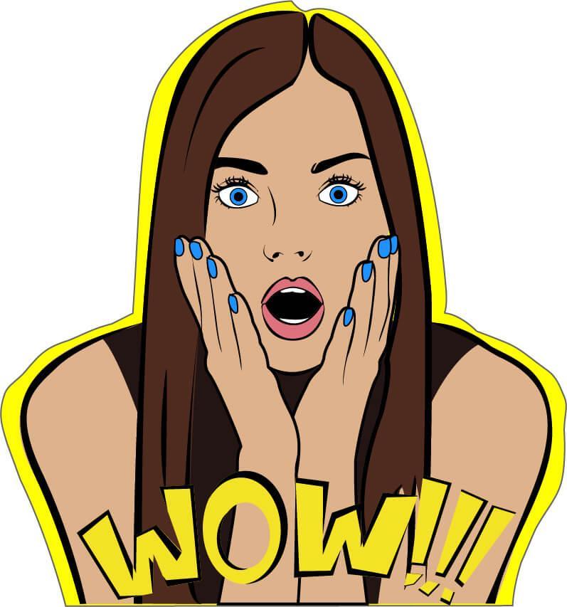 Autocollant Visage Femme WoW !!! - Autocollant BZH