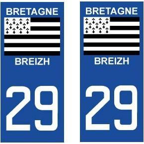 Autocollants BREIZH plaques Moto avec Département Breton - Autocollant BZH