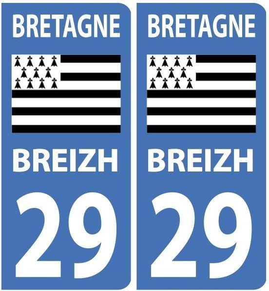 Autocollants BREIZH plaques Moto avec Département Breton - Autocollant BZH