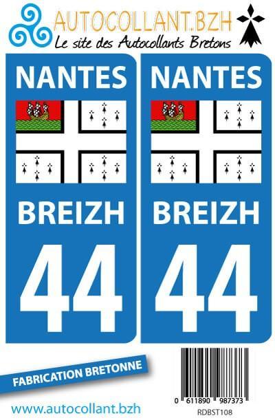 Autocollants Plaques Voiture Nantes 44 - Autocollant BZH