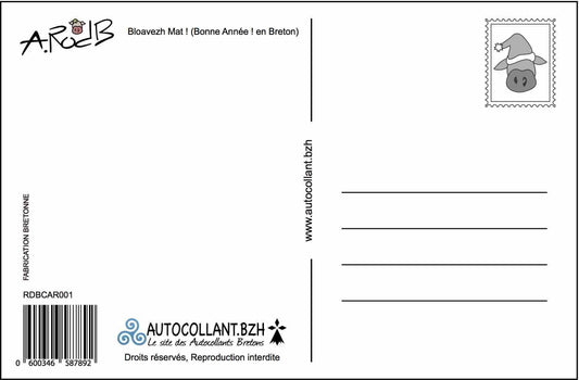 Carte Postale Bloavezh Mat "Bonne Année"
