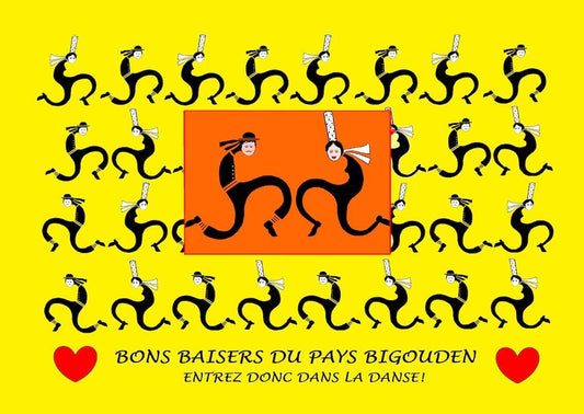 Carte postale TriGoudène et Trigouden Bon Baisers du Pays Bigouden - Autocollant BZH