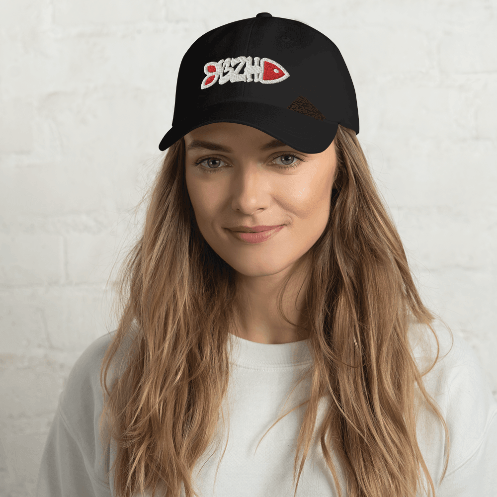 Casquette Fish BZH Blanc & Rouge - Autocollant BZH