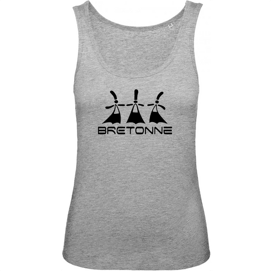 Débardeur Femme 100% Coton Bio Bretonne 3 Bigoudènes - Autocollant BZH