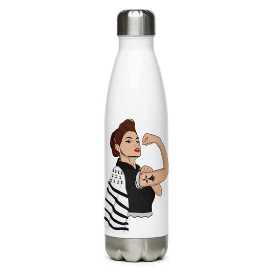 Gourde en acier inoxydable Bretonne PowerFull - Autocollant BZH