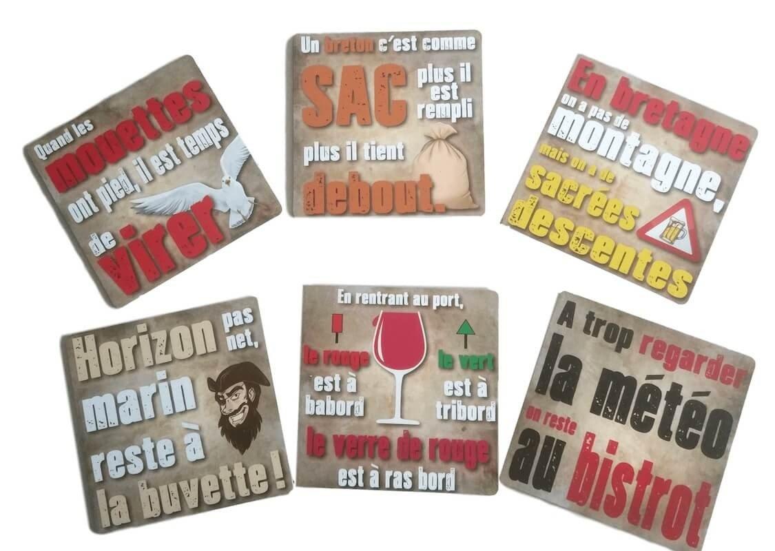 Lot 6 sous-verre Dictons Bretons - Autocollant BZH