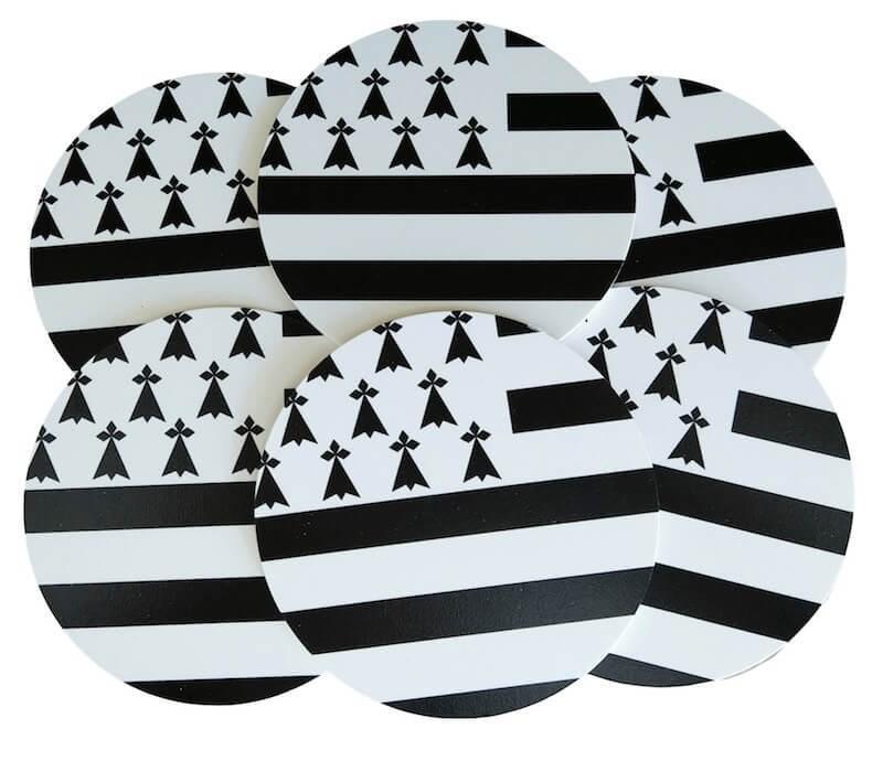 Lot 6 sous-verre Gwenn Ha DU - Autocollant BZH