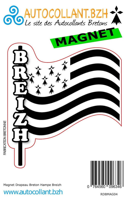 Magnet Souple Drapeau Breton Hampe Breizh - Autocollant BZH