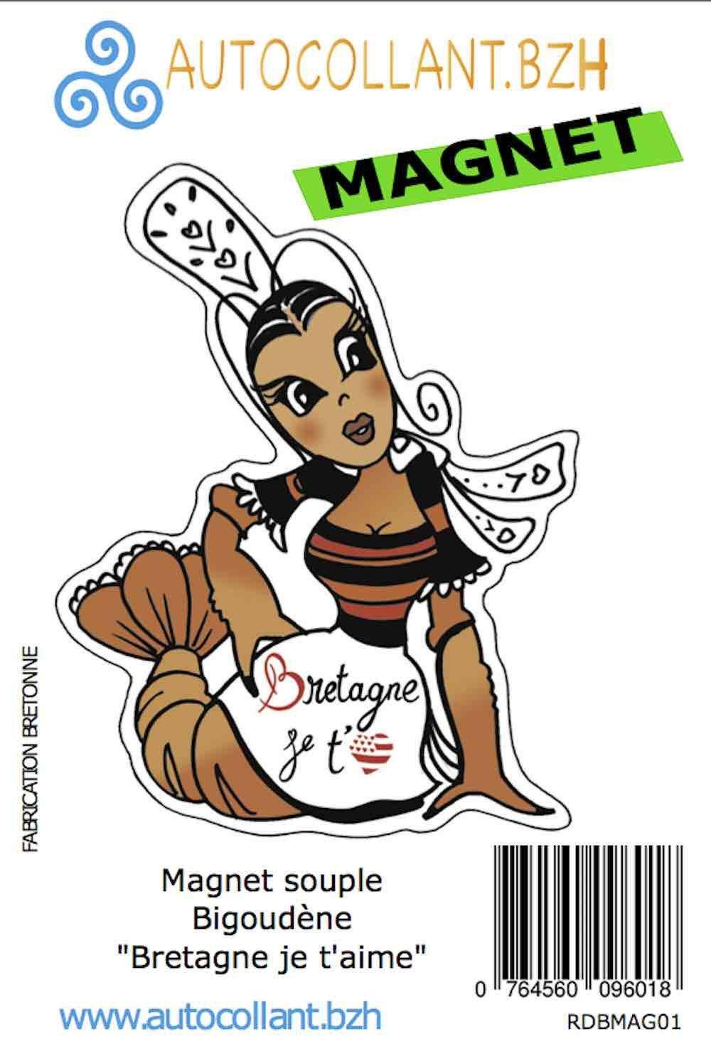 Magnet Souple Langoustine Bigoudène Bretagne je t'Aime - Autocollant BZH