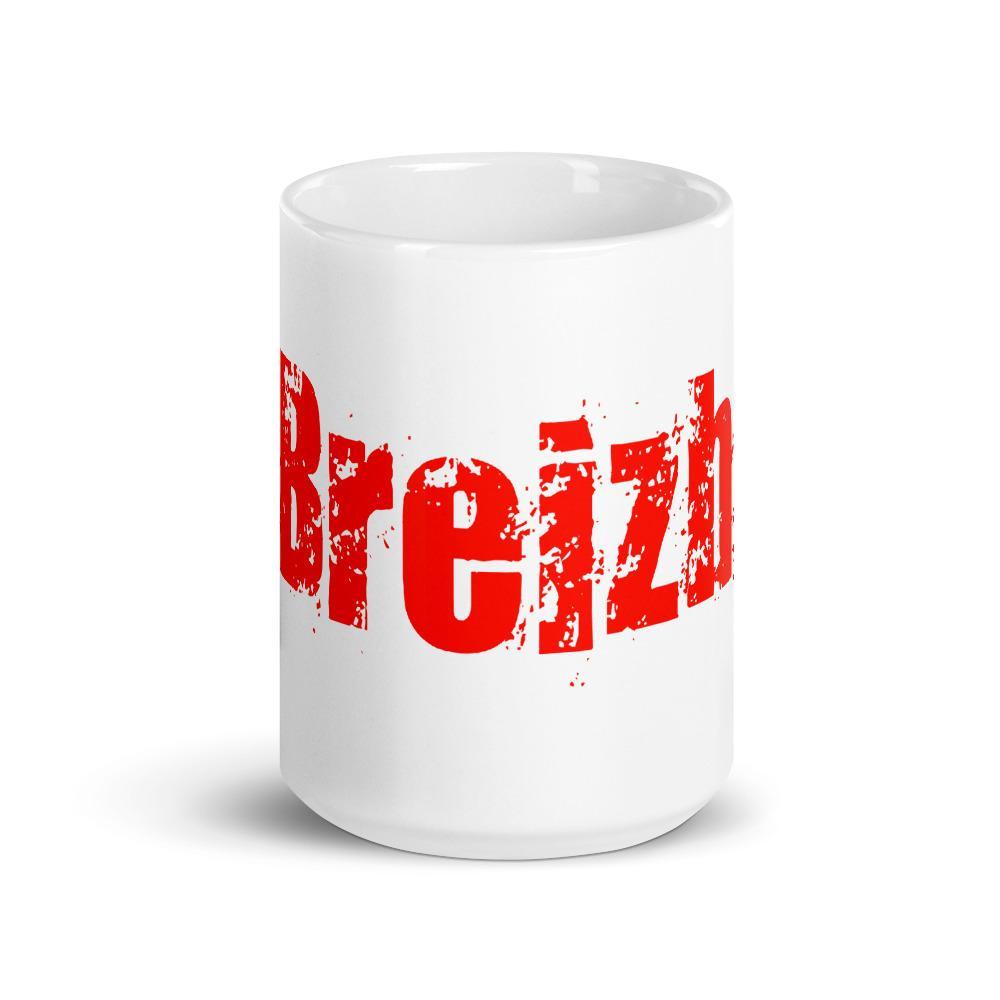 Mug Blanc Brillant Breizh Triskell en Rouge - Autocollant BZH