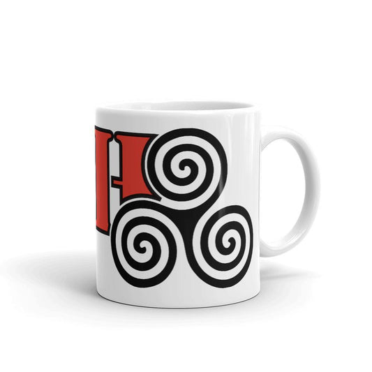 Mug Breton BZH Rouge avec contour Noir et Triskell Noir Blanc Brillant - Autocollant BZH