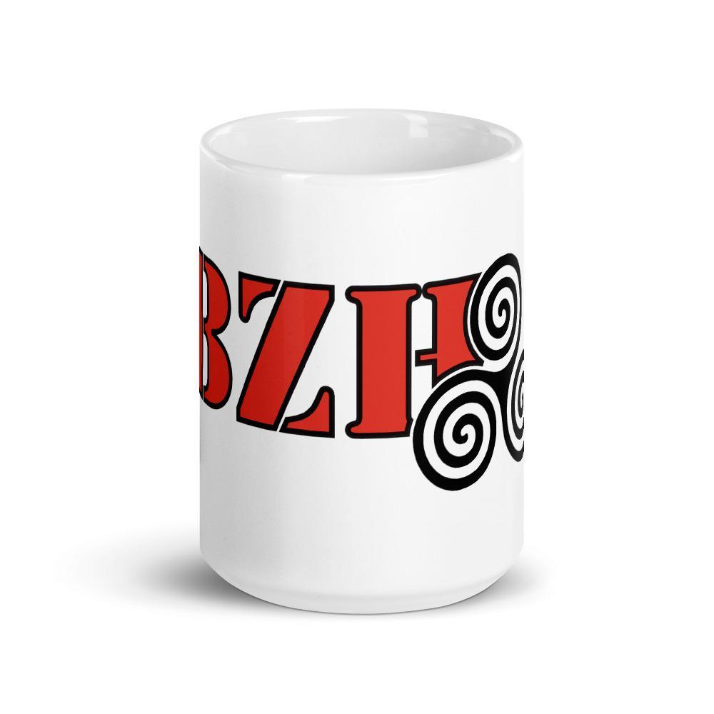 Mug Breton BZH Rouge avec contour Noir et Triskell Noir Blanc Brillant - Autocollant BZH