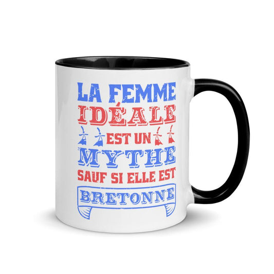 Mug Breton Coloré La Femme Idéale est un Mythe sauf si elle est Bretonne - Autocollant BZH