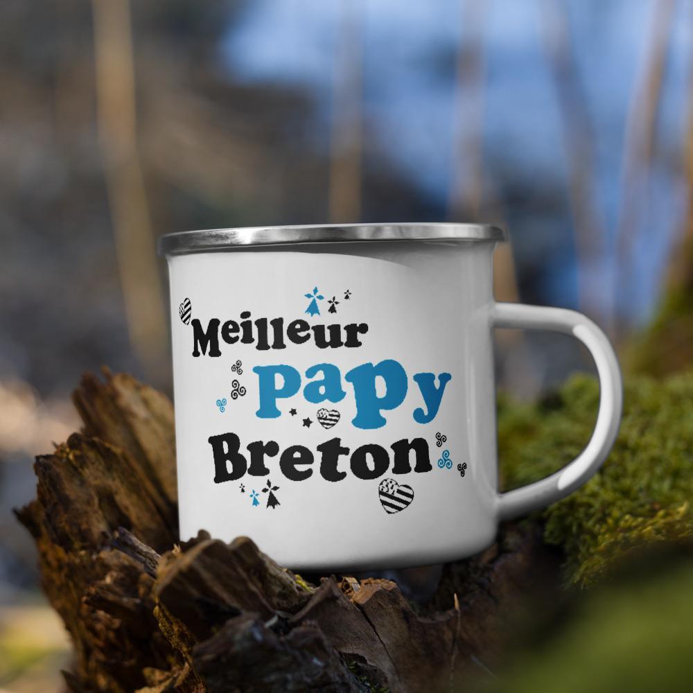Mug Breton émaillé Meilleur Papy Breton - Autocollant BZH