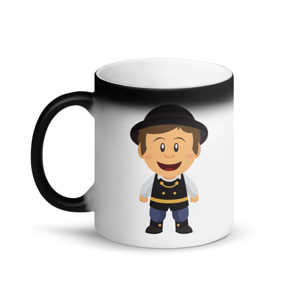 Mug Breton Magique Noir Mat Couple de Petits Bretons - Autocollant BZH