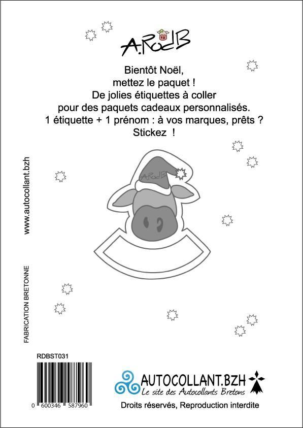 Planche 24 autocollants Prénoms Cadeaux de Noël - Autocollant BZH